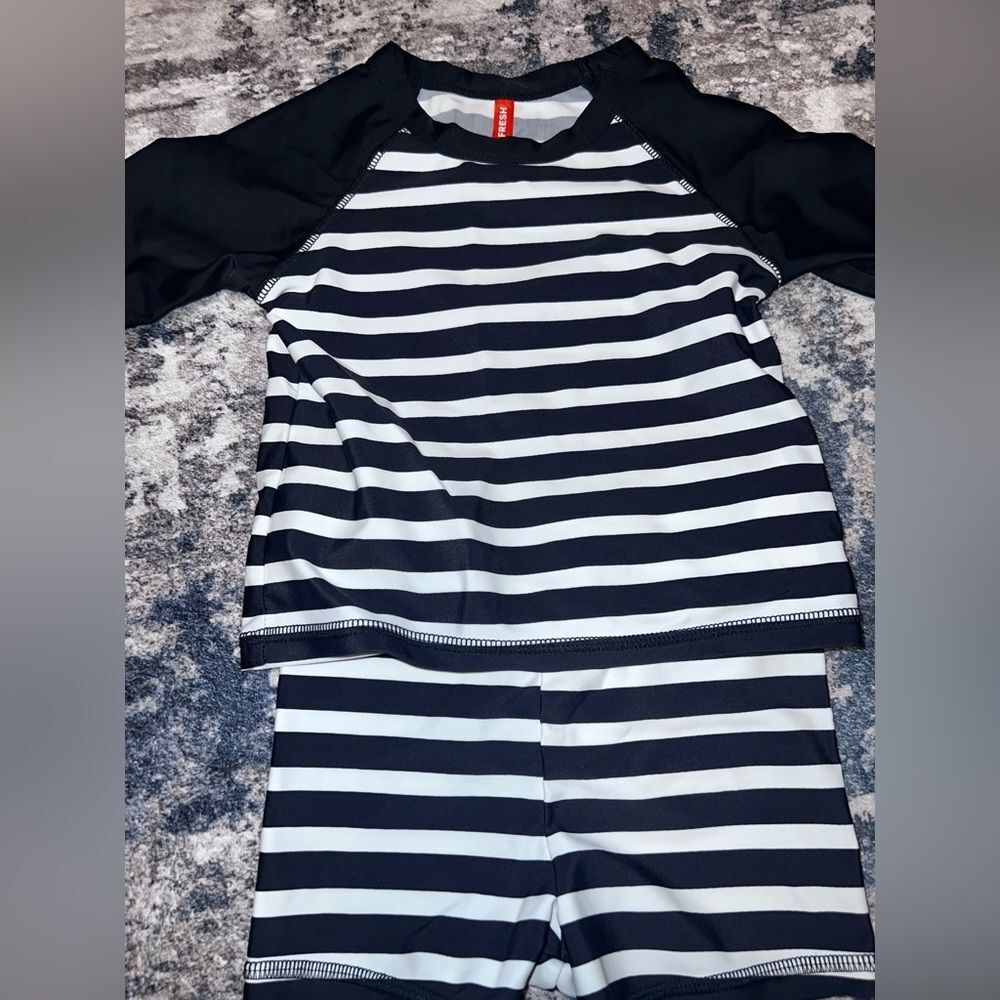 Joe Fresh Navy and White Striped Kids Rashguard Set